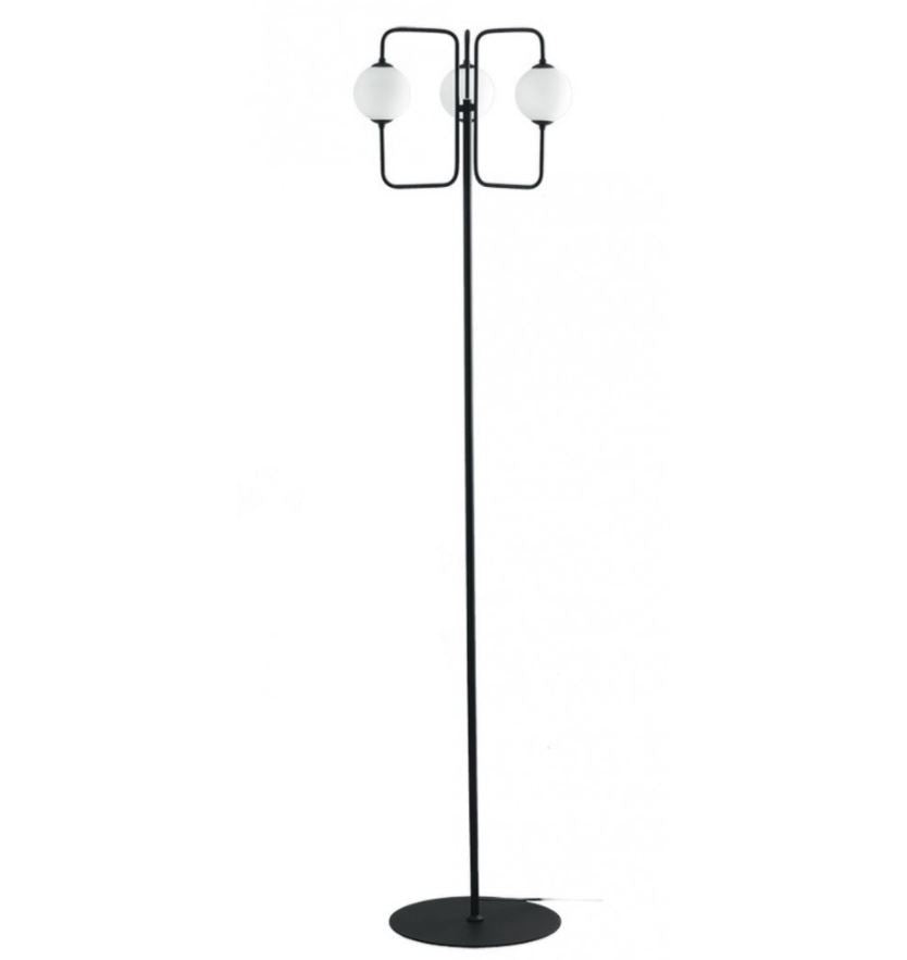 Piantana 3 luci in metallo nero sfere vetro opale 3XG9 non incl. NEUTRON Piantana 3 luci in metallo nero sfere vetro opale 3XG9 non incl. NEUTRON